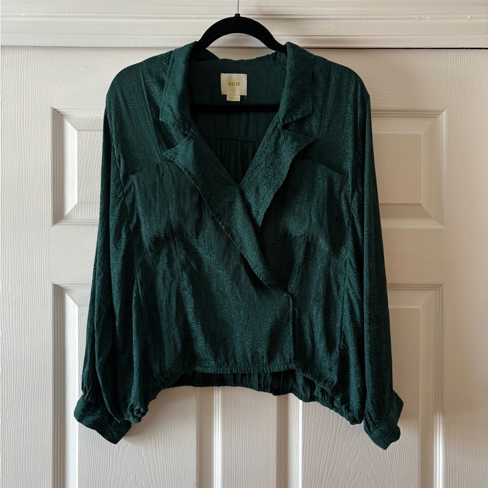 Anthropologie Maeve Deep Green Paisley Blouse
